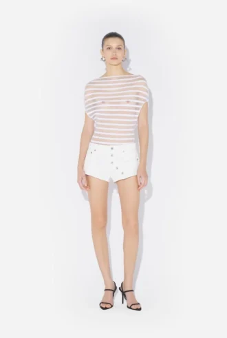 The Buttoned White Denim Shorts
