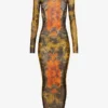 The Long Khaki Madaillon Dress The Long Khaki Madaillon Dress