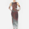 The Long Red Blurry Roses Dress The Long Red Blurry Roses Dress