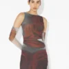 The Long Red Blurry Roses Dress The Long Red Blurry Roses Dress