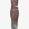 The Long Red Blurry Roses Dress The Long Red Blurry Roses Dress